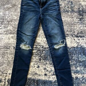 Women's American Eagle Outfitters Dark Blue Skinny Jeans Super Hi-Rise Jeggings